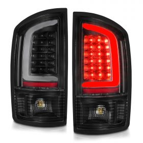 AmeriLite for 2002-2006 Dodge Ram 1500 2003-06 Ram 2500 3500 Pickup Black C-Type LED Tube Replacement Tail Lights Brake Lamps Pair - Driver and Passenger Side