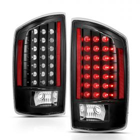 AmeriLite For 2007-08 Dodge Ram 1500 07-2009 Ram 2500 3500 Pickup Black LED Replacement Tail Lights Set - Passenger and Driver Side