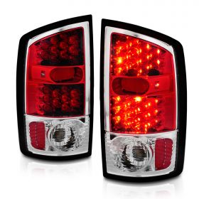 AmeriLite Crystal Red Housing LED Replacement Tail lights Set For 2002-2006 Dodge Ram Pickup Truck - Passenger and Driver Side