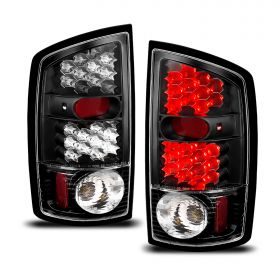 AmeriLite Black LED Tail Lights For Dodge Ram - Passenger and Driver Side