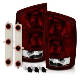 AmeriLite for 2002-2006 Dodge Ram Pickup Truck Dark Red Factory Style Replacement Taillights Set Circuit Board included - Driver and Passenger Side