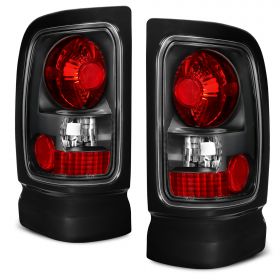 AmeriLite Black Replacement Brake Tail Lights Set For 94-01 Dodge RAM - Passenger and Driver Side