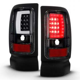 AmeriLite for 1994-2001 Dodge Ram 1500 2500 3500 Truck Black C-Bar LED Tube Replacement Tail Lights Signal Lamp Pair - Passenger and Driver Side
