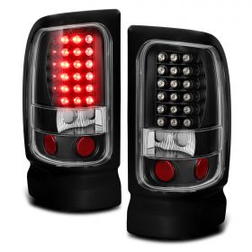 AmeriLite Black LED Brake Tail Lights Set For 94-01 Dodge Ram 1500 2500 3500 - Passenger and Driver Side