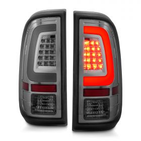 AmeriLite for 2008-2016 Ford F250 F350 F450 SD Smoke C-Type LED Tube Tail Lights w/ Reverse Bulb - Passenger and Driver Side