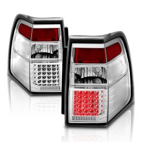 AmeriLite Chrome LED Replacement Brake Tail Lights Set For 2007-2017 Ford Expedition - Passenger and Driver Side