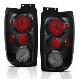 AmeriLite Black Smoke Replacement Brake Tail Lights Set for 1997-2002 Ford Expedition - Passenger and Driver Side