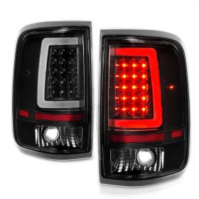 AmeriLite for 2004-2008 Ford F150 Styleside [Full LED] Black C-Type Tube Tail Lights Pair - Driver and Passenger Side