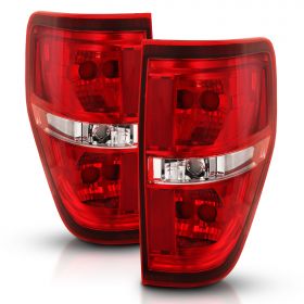 AmeriLite Red/Clear Brake Rear Direct OE Replacement Tail Lights For 2009-2014 Ford F150 F-150 - Passenger and Driver Side