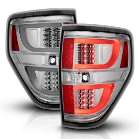 AmeriLite Chrome LED Bar Replacement Brake Tail lights Set For Ford F-150 - Passenger and Driver Side