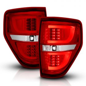 AmeriLite Red/Clear LED Bar Replacement Brake Tail lights Set For Ford F-150 - Passenger and Driver Side