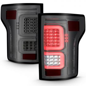 AmeriLite [Full LED] C-Type Light Bar Smoke Taillights Assembly Pair for 2015-2017 Ford F150 - Passenger and Driver Side