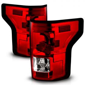 AmeriLite for 2015-2017 Ford F150 Pickup Halogen Type OE Replacement Red Tail Lights Assembly Set - Passenger and Driver Side
