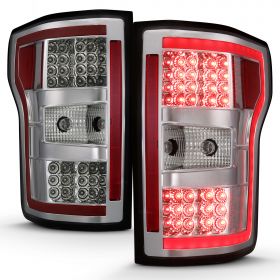 AmeriLite for 2018-2020 Ford F150 Crystal Clear Replacement Taillights Brake Lamp Assembly Set with LED Tube Bar - Driver and Passenger Side
