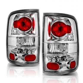 AmeriLite for 2004-2008 Ford F-150 Pickup Chrome Replacement Brake Tail Lights Assembly Set - Passenger and Driver Side