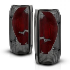 AmeriLite Euro Smoke Replacement Brake Tail Lights Set For 1989-1996 Ford F-Series F150 F250 F350 / Bronco - Passenger and Driver Side