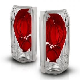 AmeriLite Euro Chrome Replacement Brake Tail Lights Set For 1989-1996 Ford F150 F250 F350 / Bronco - Passenger and Driver Side