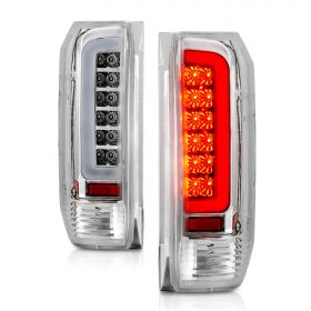AmeriLite for 1989-1996 Ford F150 Bronco F250 F350 Truck 3D C-Type LED Tube Bar Clear Replacement Tail Light Set - Passenger and Driver Side