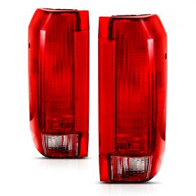 AmeriLite Red Replacement Tail Light Assembly Set for Ford Bronco / F150 F250 F350 Styleside Pickup - Driver and Passenger Side