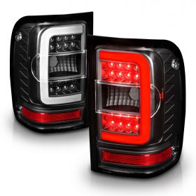 AmeriLite for 2001-2011 Ford Ranger C-Type LED Tube Clear Black Replacement Brake Tail Lights - Passenger and Driver Side