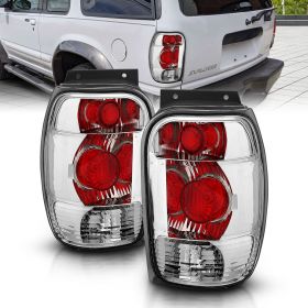 AmeriLite Chrome Replacement Brake Tail Lights Set For 1998-2001 Ford Explorer - Passenger and Driver Side