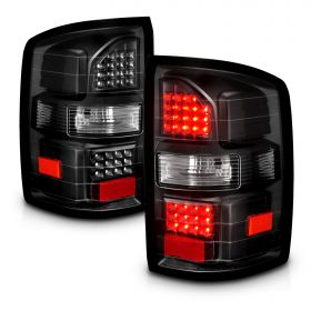 AmeriLite for 2014-2018 GMC Sierra 1500 2500HD 3500HD Clear Black LED Replacement Tail Lights Assembly Pair - Driver and Passenger Side