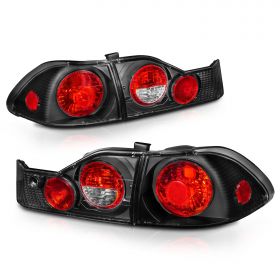 AmeriLite 1998-2000 4 Door Replacement Brake Taillights Black Set For 98-00 Honda Accord - Passenger and Driver Side