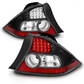 AmeriLite 2 Door L.E.D Taillights Black For Honda Civic - Passenger and Driver Side