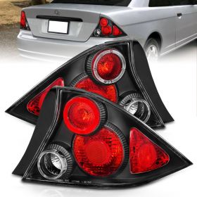 AmeriLite 2 Door Taillights Halo Black For Honda Civic - Passenger and Driver Side