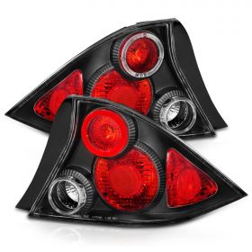 AmeriLite 2 Door Taillights Halo Black For Honda Civic - Passenger and Driver Side