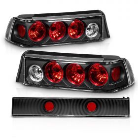 AmeriLite 3 Door Taillights 3 Pcs Black For Honda Civic - Passenger and Driver Side