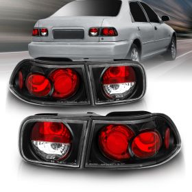 AmeriLite 2/4 Door Taillights Black For Honda Civic - Passenger and Driver Side