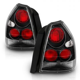 AmeriLite 3 Door Taillights Black For Honda Civic - Passenger and Driver Side