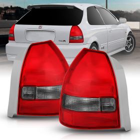 AmeriLite Replacement Rear Brake Taillights Red Smoke Pair For 96-00 Honda Civic 3Dr Hatchback - Passenger and Driver Side