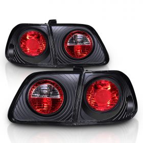 AmeriLite 4 Door Taillights Black 4 Pcs For Honda Civic - Passenger and Driver Side