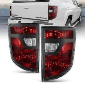 AmeriLite for 2006-2008 Honda Ridgeline Black Bezel Midnight Red OE-Style Replacement Tail Light Assembly - Driver and Passenger Side