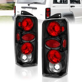 AmeriLite Black Euro Tail Lights For Jeep Cherokee - Passenger and Driver Side