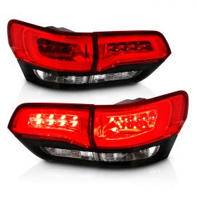 AmeriLite Red/Clear/Black LED Bar LED Brake Turn Signal Tail lights Set For 2014-2017 Jeep Grand Cherokee (4 pcs) - Passenger and Driver Side