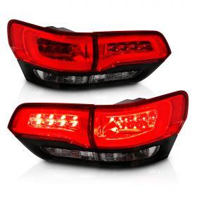 AmeriLite Red/Smoke/Black LED Bar LED Brake Turn Signal Tail lights Set For 2014-2017 Jeep Grand Cherokee (4 pcs) - Passenger and Driver Side