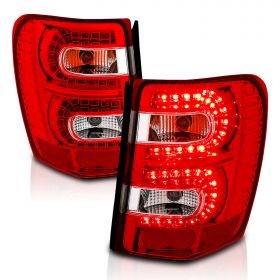 AmeriLite Red/Clear LED Replacement Tail Lights For 1999-2004 Jeep Grand Cherokee - Passenger and Driver Side