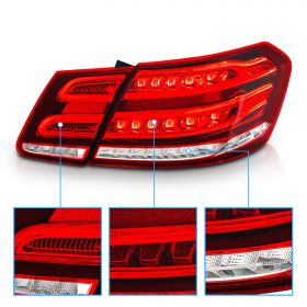 AmeriLite Red/Clear LED Tail lights Set For Mercedes Benz E-Class Sedan - Passenger and Driver Side