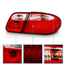 AmeriLite Led Taillights Red/Clear (Wave) For Mercedes BenzE Class W210 - Passenger and Driver Side