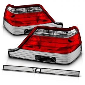 AmeriLite Replacement Taillights Red/Clear Set For 97-99 Mercedes Benz S Class W140 - Passenger and Driver Side