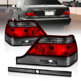 AmeriLite Replacement Taillights Red/Smoke Lens For Mercedes BenzS Class W140 - Passenger and Driver Side