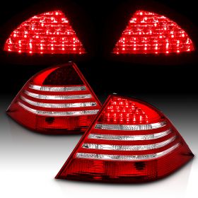AmeriLite LED Taillights Red/Clear For Mercedes Benz S Class W220 - Passenger and Driver Side