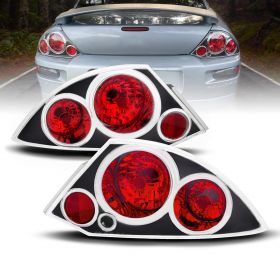 AmeriLite Black Replacement Brake Taillights Set For 2000-2005 Mitsubishi Eclipse - Passenger and Driver Side