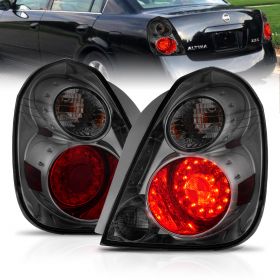 AmeriLite for 2002-2006 Nissan Altima Smoke Lens Replacement Pair Red LED Taillights w/Bulbs - Passenger and Driver Side