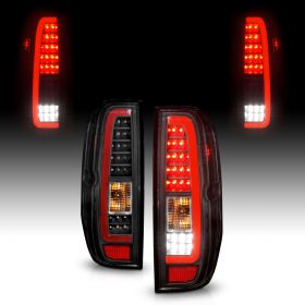 AmeriLite for 2005-2021 Nissan Frontier 2009-2012 Suzuki Equator C-Type LED Black Replacement Tail Lights Assembly Set - Passenger and Driver Side