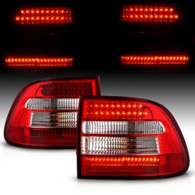 AmeriLite Red Clear LED Tail Lights Pair For Porsche Cayenne SUV - Driver And Passenger Side