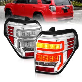AmeriLite for 2010-2022 Toyota 4 Runner LED Tube Crystal Chrome Replacement Tail Light Assembly Pair - Passenger and Driver Side
